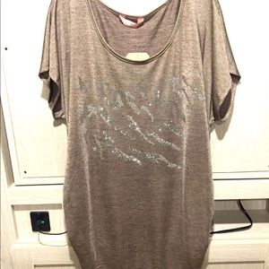 NWT SJS Taupe brown top rhinestone ruched sides